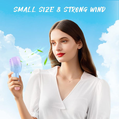 Handheld Mini Fan, Portable Rechargeable Mini Fan with 3 Speed, Battery?8-12 Hours?, Cute Gradient Hand Held Small Makeup Fan with Color Light for...