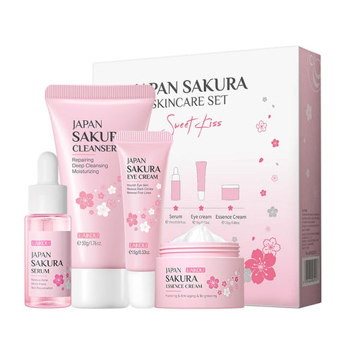 Skin Daily Skincare Set Gentle Skin Cleaning & Care Teenage Girls and Women Gift Set Includes Cleanser Serum Essence Eye Cream (4PCS)...