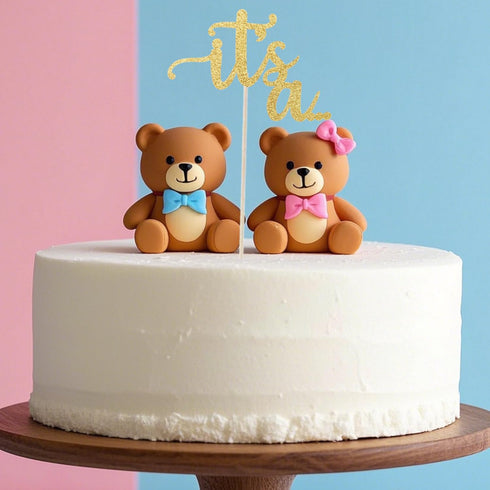 ALISSAR Glitter Double Sided Gold Gender Reveal Cake Topper, It's a Cake Topper for Boy or Girl Baby Reveal Party Decorations(Double Sided Gold)...