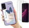 for T-Mobile Revvl V+ 5G / V Plus 5G Case with 2 Tempered Glass Screen Protectors, Butterfly Pattern Design, Slim Shockproof Protective Soft Silic...