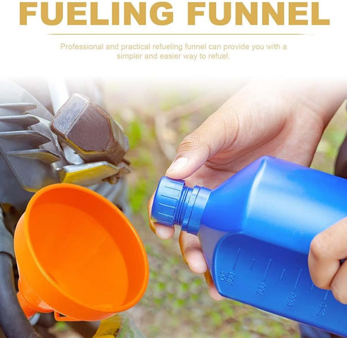 VICASKY 2pcs Angle Plastic Spill with Kerosene Oil Orange Motorcycle Fluids Neck Engine Long Extension Motorcycles Extension, Strainer Funnel Funn...