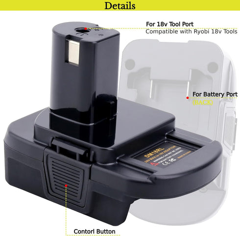 2 Packs Battery Adapter Compatible with Ryobi 18V ONE+ Tools, Convert Compatible with Dewalt 20v & Compatible with Milwaukee M18 18v Lithium Batte...