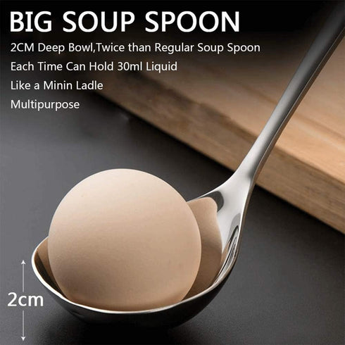 18/8 Stainless Steel Deep Pho Noodle Spoons Big Soup Spoon Large Serving Spoon Mini Ladle-7.9inch...