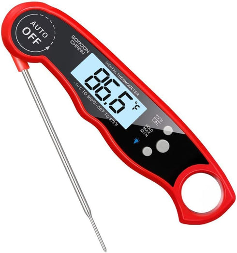 Instant Read Meat Thermometer Waterproof Thermometer with Large Backlit LCD Calibration and Backlight Functions Thermometer for BBQ. Meat. Tea. Mi...