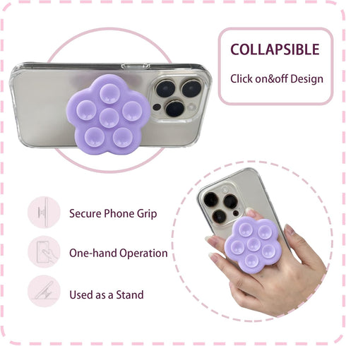 Suction Phone Case Mount, Silicone Suction Cup Collapsible Phone Grip Holder Stand, Hands-Free Cell Phone Accessory Holder for Selfies and Videos ...
