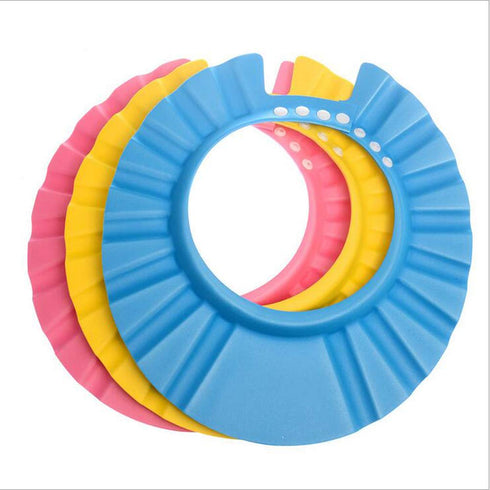 3pcs Soft Adjustable Shampoo Shower Cap Kids Bathing Protection Plastic Bath Hat Visor Cap for Toddler Baby Kids Children (Color Random, 27.5CM/10...