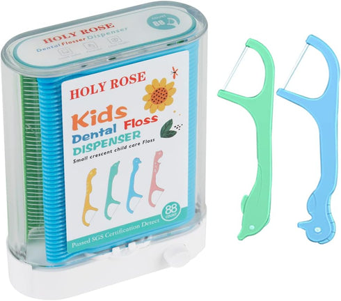 Kids Professional Dental Floss Picks Holy Rose Dental Flossers Dispenser Suitable for Teenagers,Children,Girls,Boys Unflavored Floss Sticks,Neat,H...