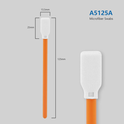 4.92" Lint Free Swabs (100 pcs, Large Flat Sqaure Head 13.5 mm/0.53", Orange, Polyester) Cleanroom Polyester Swabs Multi-Purpose Swab Sticks Micro...