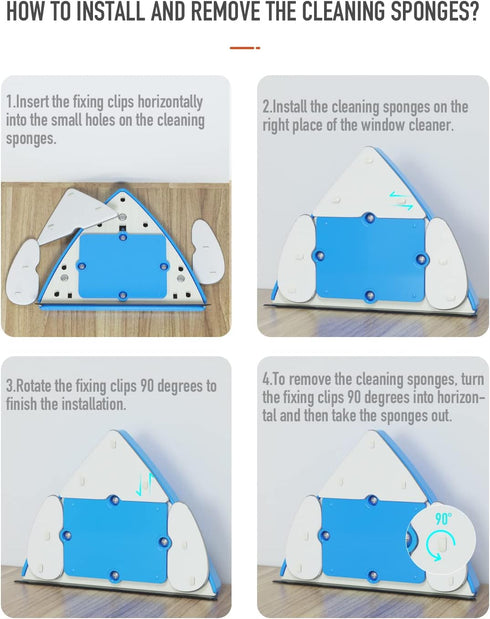 Baffect Adjustable Magnetic Window Cleaner Refill, 10 Sets Replacement Pads and Blades Refill Replaceable Triangle Sponge and Rubber Strip Replace...