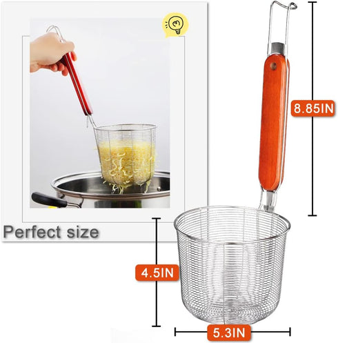TENTA TENTA KITCHEN Stainless Steel Wire Mesh Spider Food Strainer Skimmer, 5.5-Inch, Basket...