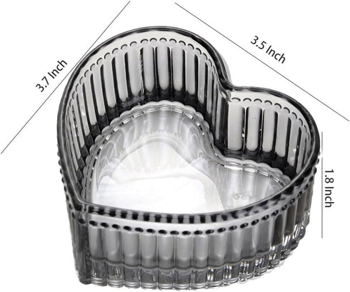 Glass Heart-shaped Candy Bowl Snack Bowl Dessert Bowl Fruit Bowl Ring Holder Dish Wedding Party Decor-Gray-5 OZ...