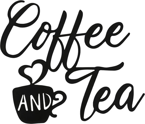 Ferraycle Coffee Sign Metal Hanging Wall Art 12 x 10.2 Inch Black Wall Decor Cafe Bar Letter Sign for Cafe Farmhouse Kitchen(Coffee and Tea)...