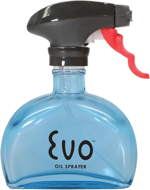 Evo Glass Oil Sprayer, Non-Aerosol for Olive Oil, Cooking Oils, and Vinegars, Blue, 6-Ounce Capacity...