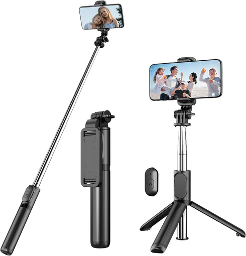 Selfie Stick Tripod with Detachable Wireless Remote, 4 in 1 Extendable Portable Selfie Stick & Phone Tripod Stand Compatible with Gopro, iPhone/Sa...