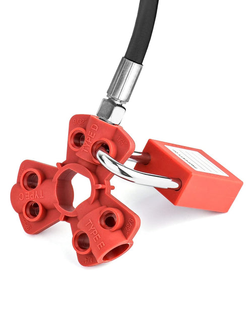 QWORK Pneumatic Quick-Disconnect Lockout, Pack of 6 - Suitable for 1/4", 3/8", 1/2" Male Connectors...