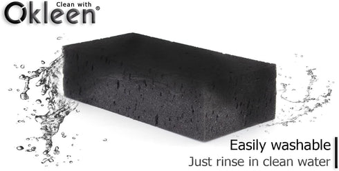 Big Sponge. Made in Europe. 6 Pack, Black. 8.9x4.3x2.4 Inch Extra Large Odorless Commercial Sponge for All Purpose Cleaning...