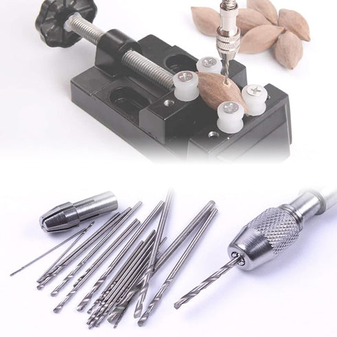 Manual Hand Drill Pin Vise + 20pcs Mini Drill Bit Set + 2pcs Drill Bit Chuck, Spiral Hand Push Drill Chuck Twist Bit Micro Tool for Jewelry Making...