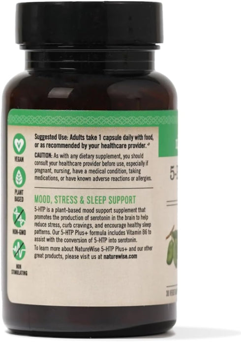 NatureWise 5-HTP 200mg, Vegan 5 HTP Plus Supplement from Griffonia Seeds with Cofactor Vitamin B6 - Mood Support Supplement & Natural Sleep Aid fo...