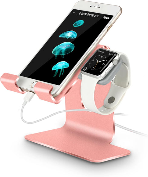 2 in 1 Charger Stand Compatible with Apple Watch Series Ultra2/Ultra/10/9/8/7/6/5/4/3/2/1/SE (38mm/40mm/41mm/42mm/44mm/45mm/46mm/49mm) and Compati...