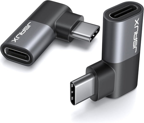 JSAUX 90 Degree USB-C Male to USB-C Female Adapter 2-Pack, 40Gbps Data Transfer PD 100W USB Type-C 3.1 Extender for MacBook, ROG Ally, Switch, Ste...