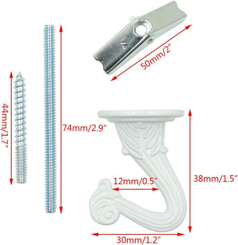 38mm/1.5" Ceiling Hooks - Heavy Duty Swag Hook with Steel Screws Bolts and Toggle Wings for Hanging Plants Ceiling Installation Cavity Wall Fixing...