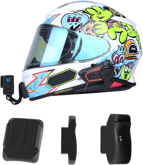 Motorcycle Helmet Chin Mount with Curved Base Mount and Sticky Pads for GoPro Hero 12 11 10 9 8 7 Black Silver White 6 5 4 Osmo Special for Helmet...