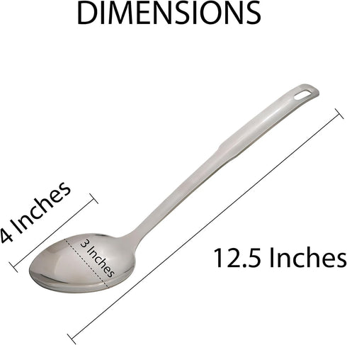 HIC Kitchen Solid Serving Spoon with Long Handle, 18/8 Stainless Steel, 12.5-Inch...