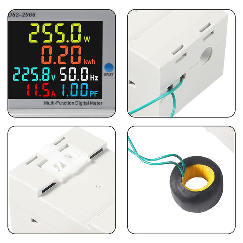 Electricity Single Phase Energy Meter Tester Electricity Usage Monitor AC 110V 40V-300V 100A Ampermeter Power Voltmeter Ammeter Voltage Amps Watt ...