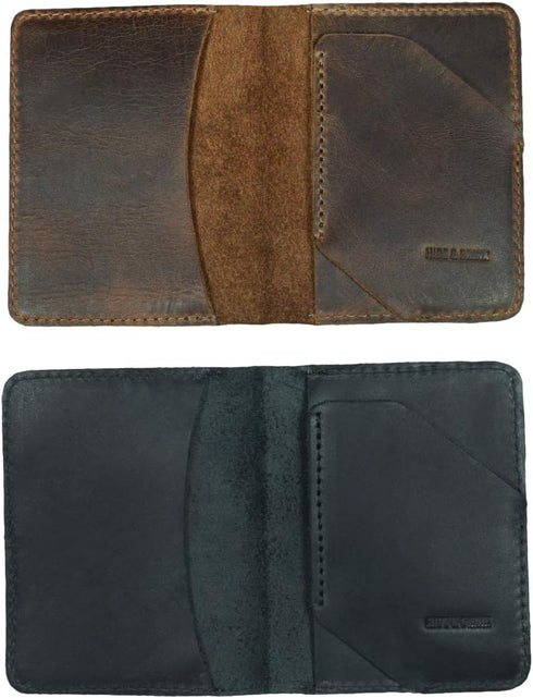 Hide & Drink, Leather Bifold Card Wallet Diagonal, Holds Up to 5 Cards Plus Folded Bills, Cash Organizer, Accessories, Handmade :: Charcoal Black...