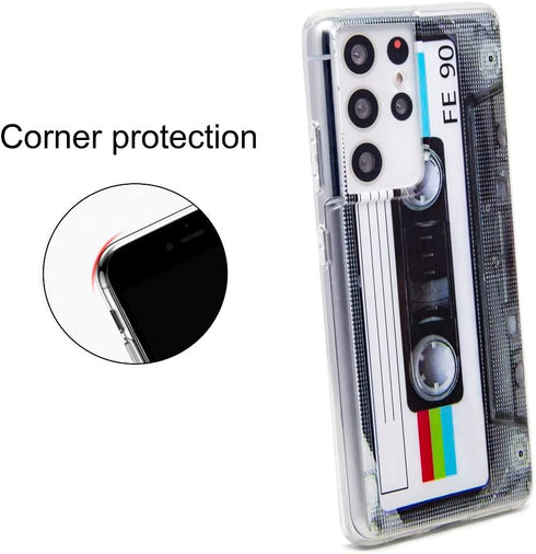 FAteam Case for Galaxy S21 Ultra 5G Shockproof Scratchproof with TPU Soft Bumper Retro Cassette Tape Case Compatible with Samsung Galaxy S21 Ultra...