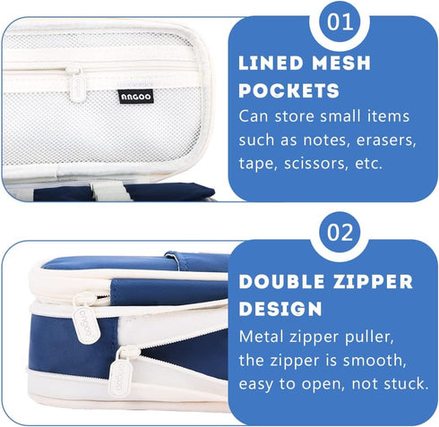 iSuperb Foldable Pencil Case Zipper Big Capacity Aesthetic Canvas Pencil Pouch Pen Bag for Kids Boys Gilrs Student School Supplies Compartments Ma...