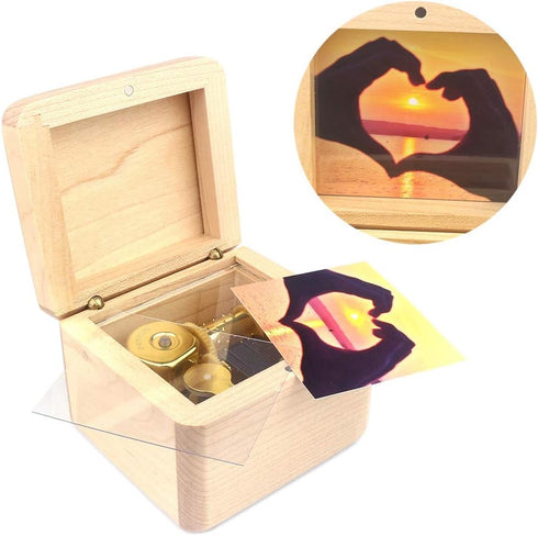 Sinzyo Natural Wooden Music Box with Customizable Photos Wind Up Musical Box Gifts for Christmas,Birthday and Valentine's Day(Character Maple, Ton...