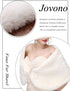 Jovono Women's Wedding Fur Shawls and Wraps Bridal Wedding Fur Stole with Rhinestone Brooch for Bride and Bridesmaids...