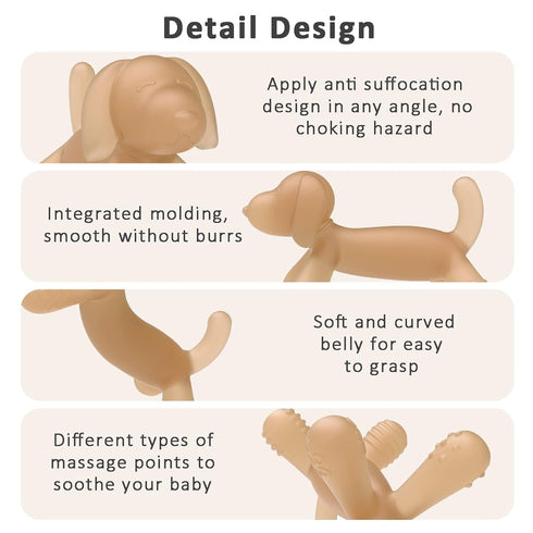 Silicone Teething Toy for Baby 3-6, 12, 18 Months Infant, BPA Free Soft Dog Shape Silicone Baby Teether...