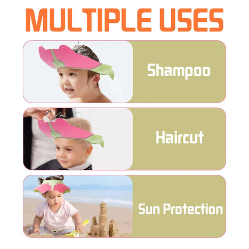 Baby Shower Cap Bathing Protection Silicone Adjustable Foldable Hair Washing Hat Shampoo Cap for Baby Toddler Kid Portable (Pink)...