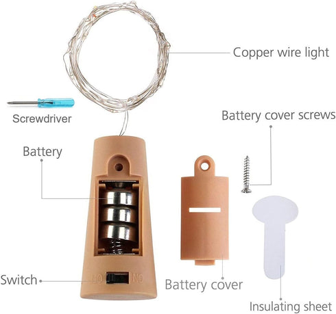SmilingTown Wine Bottle Cork Lights 15Pack 10 LED 40 Inches Battery Operated Silver Wire Liquor Bottle Fairy Mini String Lights for Party Christma...