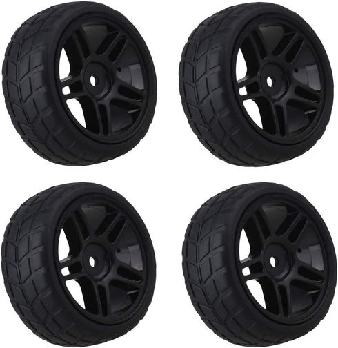 12mm Hub Wheel Rims & Rubber Tires Compatible with RC 1/10 on-Road Touring Racing Drift Car(Pack of 4)...
