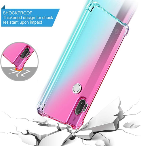 for Motorola One Hyper Case, Clear Cute Gradient Slim Anti Scratch Flexible TPU Cover Shockproof Phone Protective Case for Motorola Moto One Hyper...