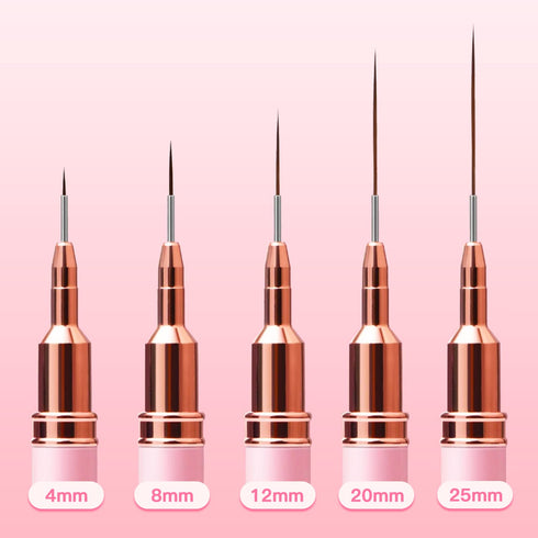 Nail Art Liner Brushes, 5Pcs Painting Nail Art Brush Set Nail Dotting Drawing Tool for Long Lines, Thin Details, Fine Drawing Sizes 4/8/12/20/25mm...