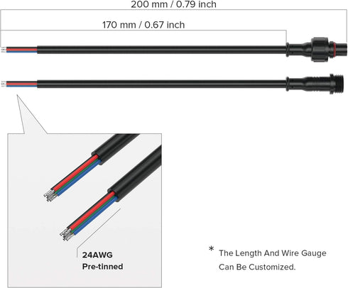 BTF-LIGHTING 5 Pin Electrical Connector 24AWG IP65 Male Female Connector 7.87in/20cm Extension Cable for Car,Truck,Boat,Indoor/Outdoor LED Strip L...