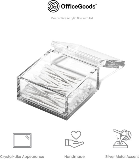 OfficeGoods Acrylic Desk Organizer w/Silver Base – Functional & Elegant Odds & Ends Box for Display or Storage – Perfect for Home or Office, Kitch...