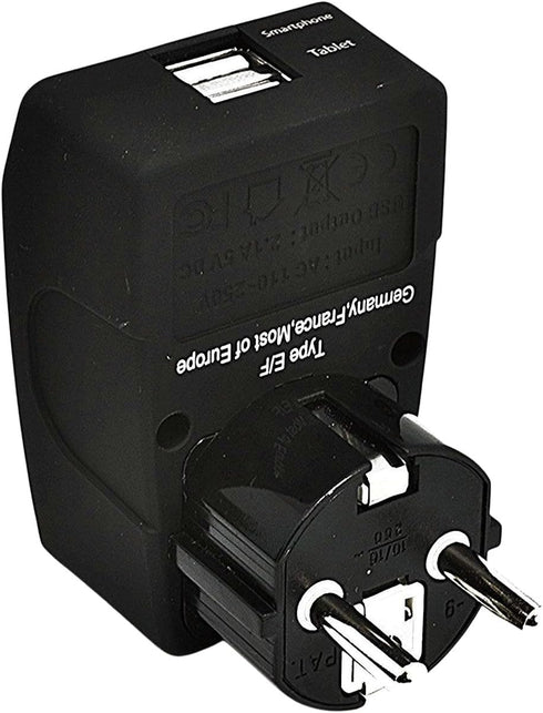Ceptics GP4-9 2 USB Schuko Travel Adapter 4 in 1 Power Plug (Type E/F) - Universal Socket...