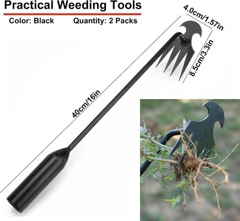 2 Pieces Weed Puller Tools Weeding Artifact Uprooting Weeding Tool Gardening Hand Weeder Tools 4 Teethes Dual Purpose Manual Weeders Hand Weeder T...
