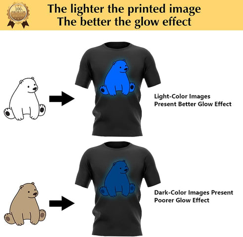 TransOurDream Luminous Heat Transfer Paper for T Shirts (10 Sheets, 8.5x11'', Glow 2.0) Printable Heat Transfer Vinyl for Inkjet Printer Iron on T...
