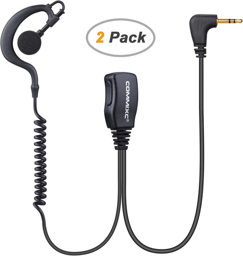 2-Pack Walkie Talkie Earpiece with Mic, 2.5mm 1-Pin G-Shape Walkie Talkie Headset with PTT, ONLY Compatible with Motorola Talkabout Two-Way Radios...