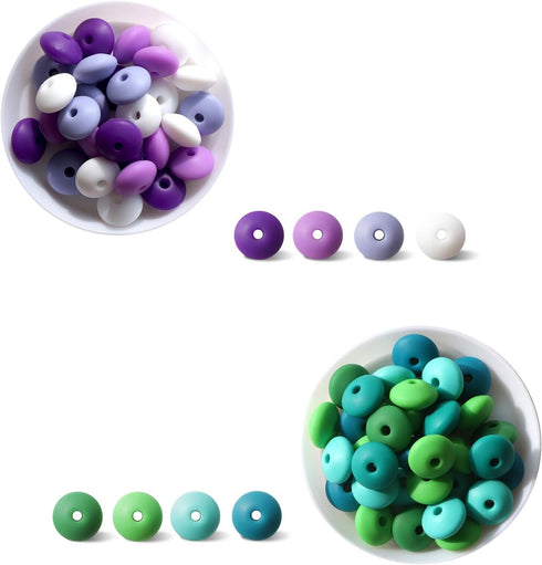 150PCS 12mm Lentil Silicone Beads 7 Color Set DIY Focal Beads Mix Color Silicone Beads for Pens Rubber Beads Loose Beads for Art Craft...