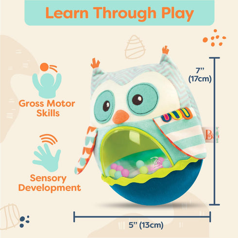 B. toys- B. baby- Owl Be Back- Baby Toy- Crawling- Tummy Time- Sensory & Musical Toy for Babies- Wobbling Toy with Colorful Balls – 6 Months...