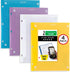 Five Star Pocket Folder + Study App, 4 Pack, 2 Pocket Folder, Customizable Cover, Fits 3 Ring Binder, White, Amethyst Purple, Harvest Yellow, Tide...