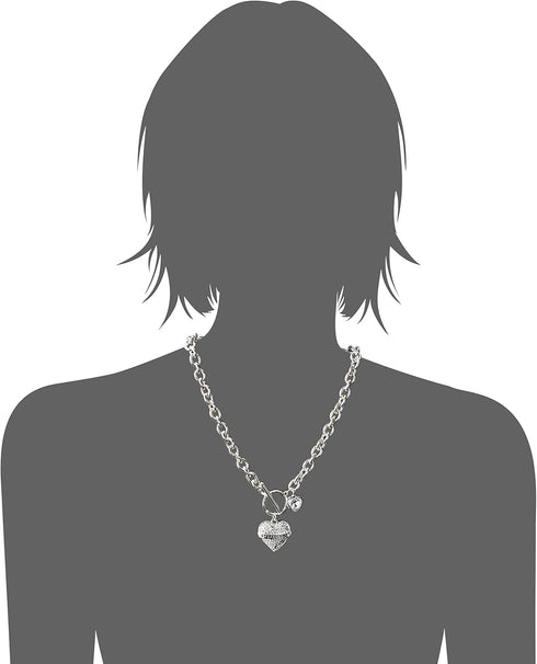 GUESS Women's Toggle Logo Charm Necklace, Silver, One Size...