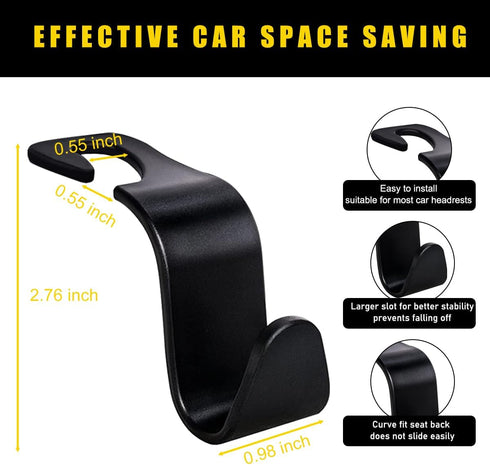 4PCS Car Seat Headrest Hook, Multifunctional Auto Seatback Hook Storage Organizer, Vehicle Seat Hanger Holder for Purse Coat Umbrella Grocery Bag,...